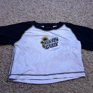 Santa Cruz Skateboards Black and White Sunflower Logo Crop Top